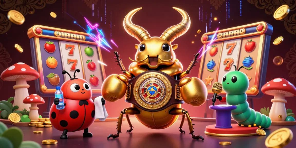 Permainan slot yang penuh aksi dengan karakter lucu dan elemen kasino yang gemerlap.