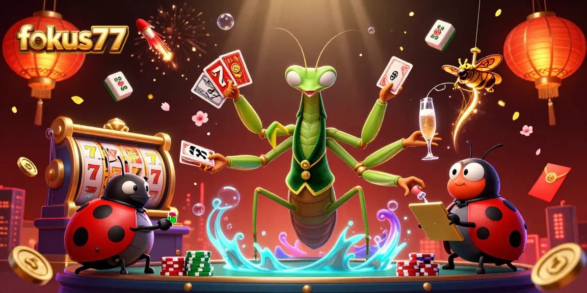 Experience the thrill with fokus777 as the giant mantis and ladybug boss bring luck!