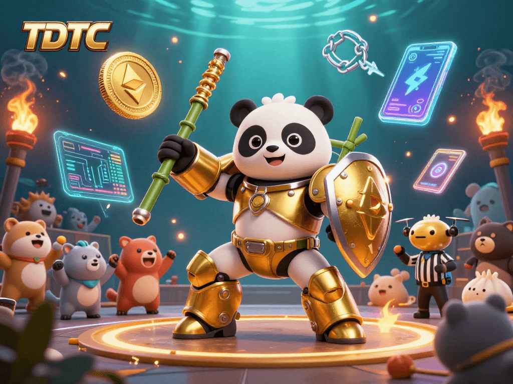 Engage with TDTC and enjoy a vibrant 3D panda-themed casino atmosphere.