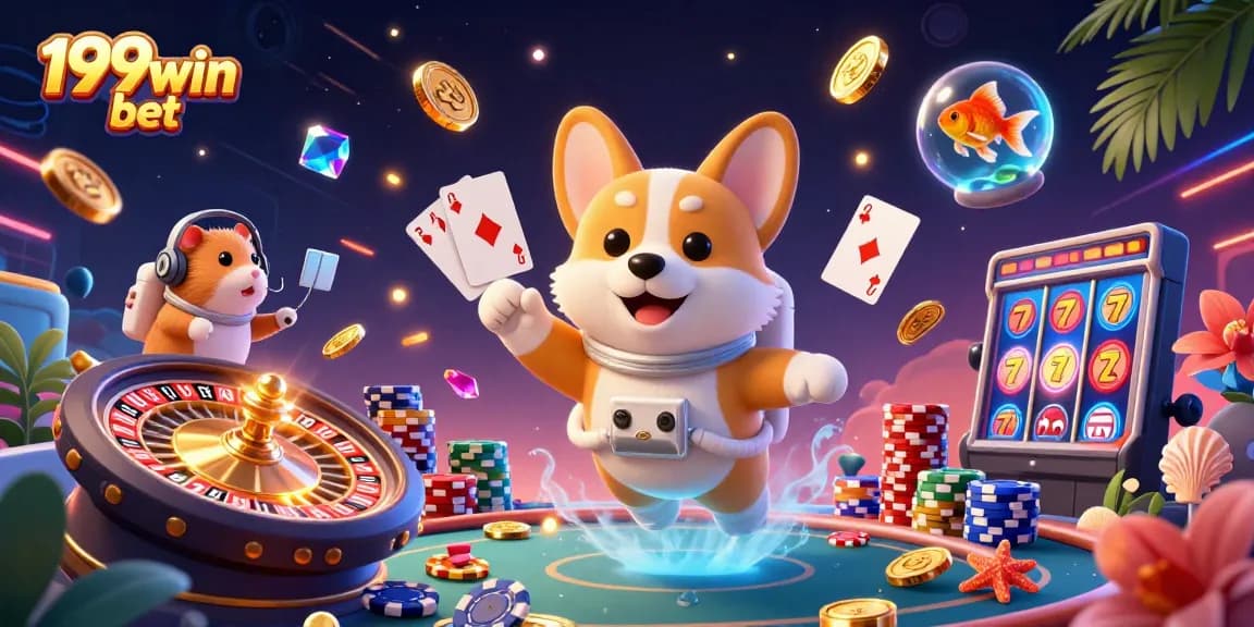 Experience thrilling gaming with 199win bet in a vibrant space-themed casino environment.