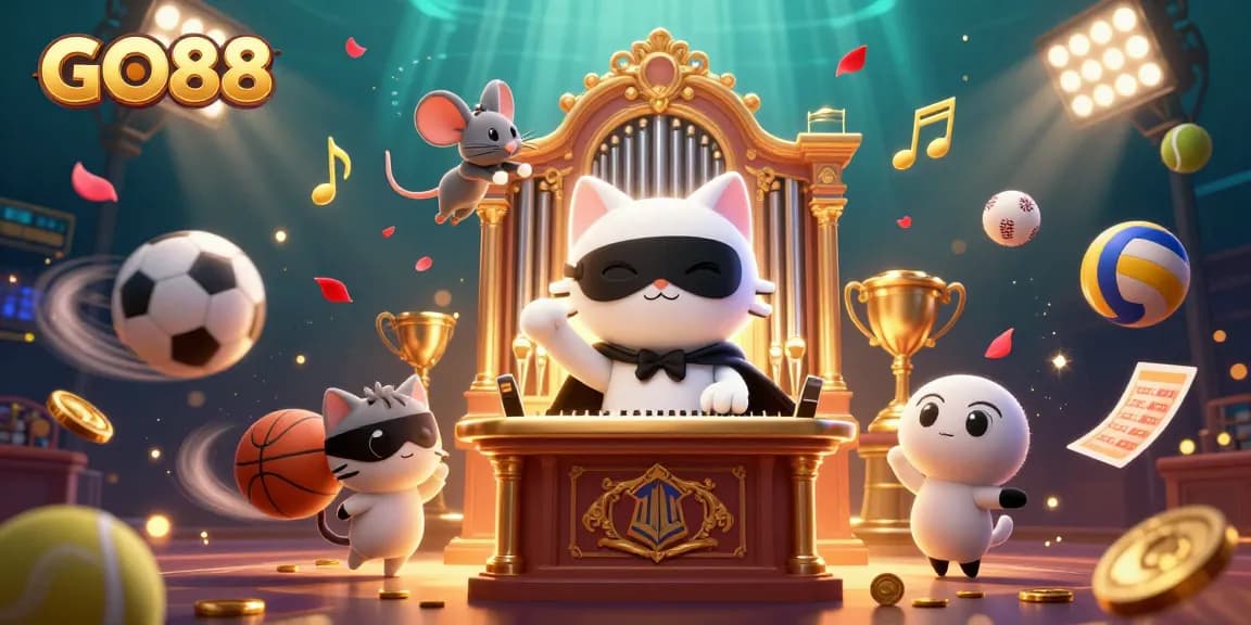 Experience exciting gameplay with GO88 at a lavish casino featuring stunning characters and dynamic sports elements.