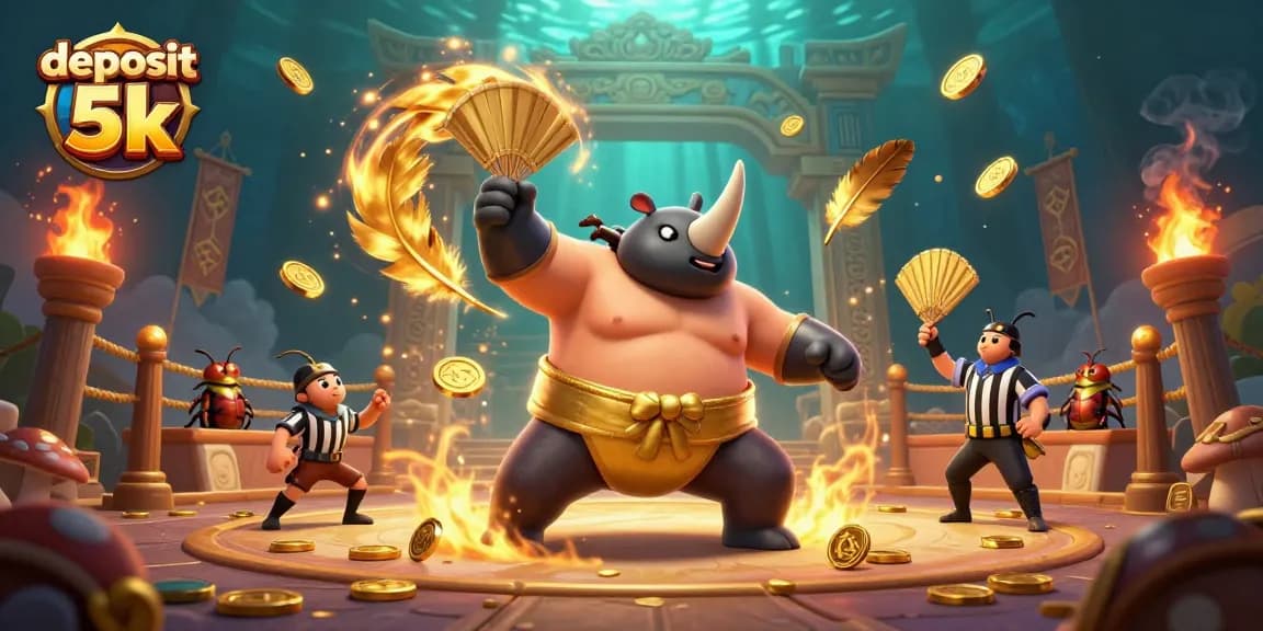 Experience the thrill of winning with deposit 5k in a vibrant casino scene featuring a beetle champion.