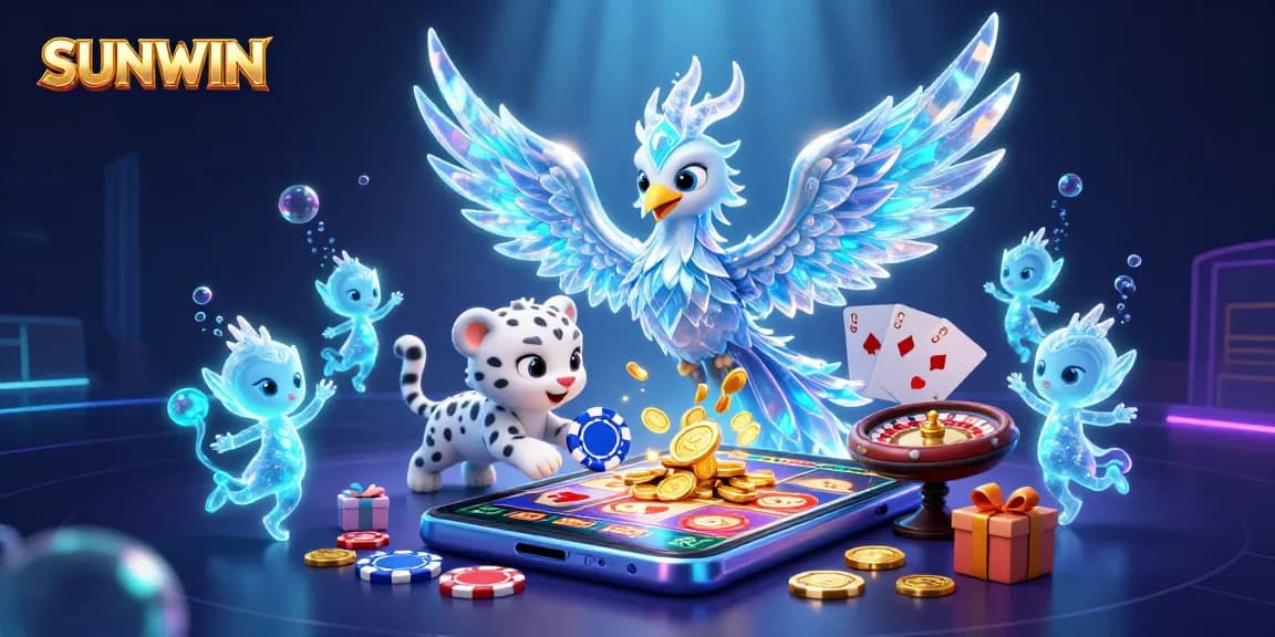 Engage in thrilling action at SUNWIN with vibrant slot games and captivating characters in a lively casino scene.