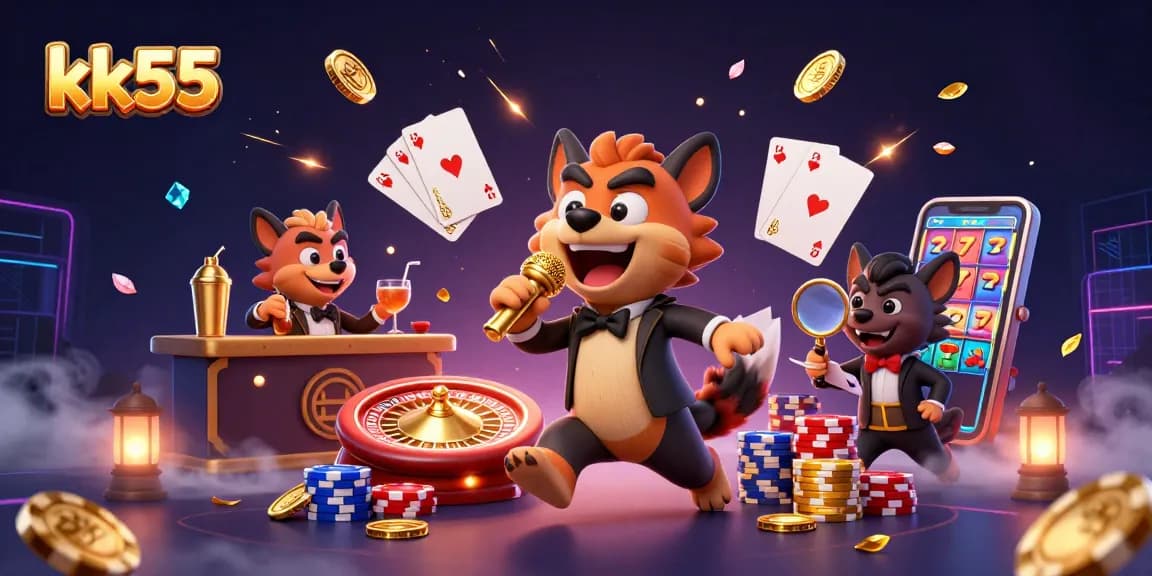 Experience the excitement at kk55 with dynamic casino activities featuring animated hyenas in a comedy club setting.