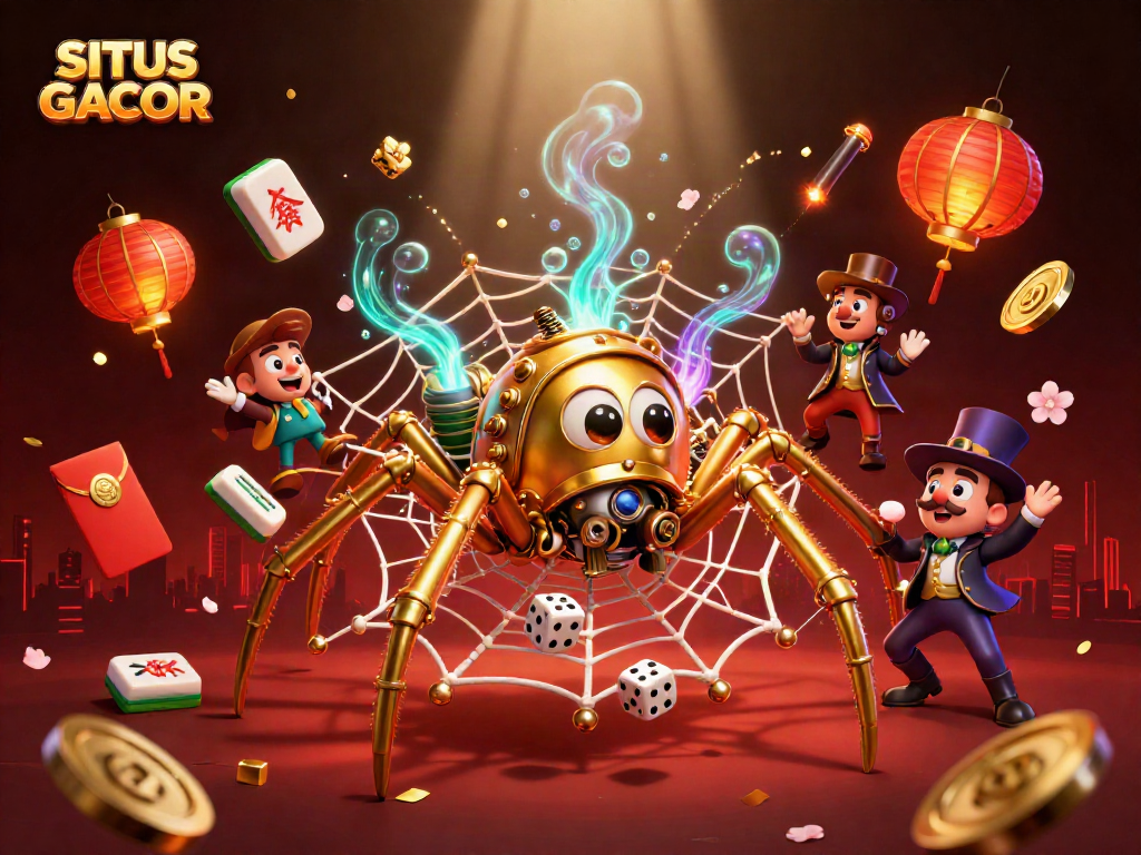 Experience thrilling gameplay with SITUS GACOR, featuring golden spider and dynamic game elements.