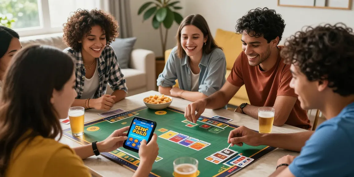 Friends enjoying Teen Patti Gold on their smartphones with an easy download link for the APK.