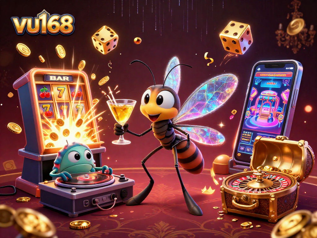 Experience thrilling gameplay with vu168 exploring a vibrant casino scene filled with exciting game elements.