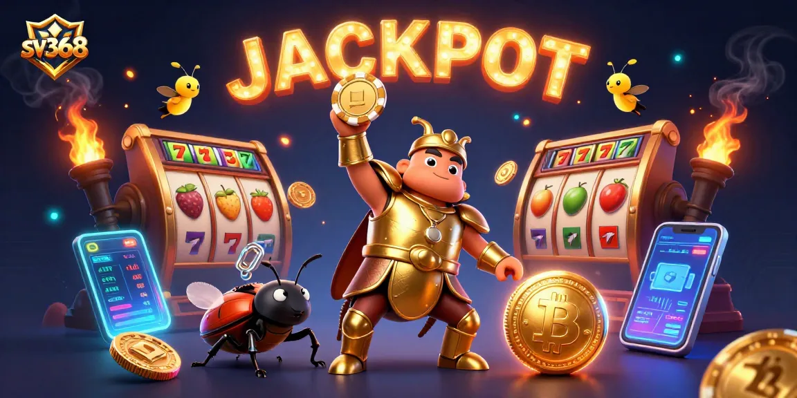 Spin the jackpot with sv368 at a dazzling casino illustrated scene packed with action.