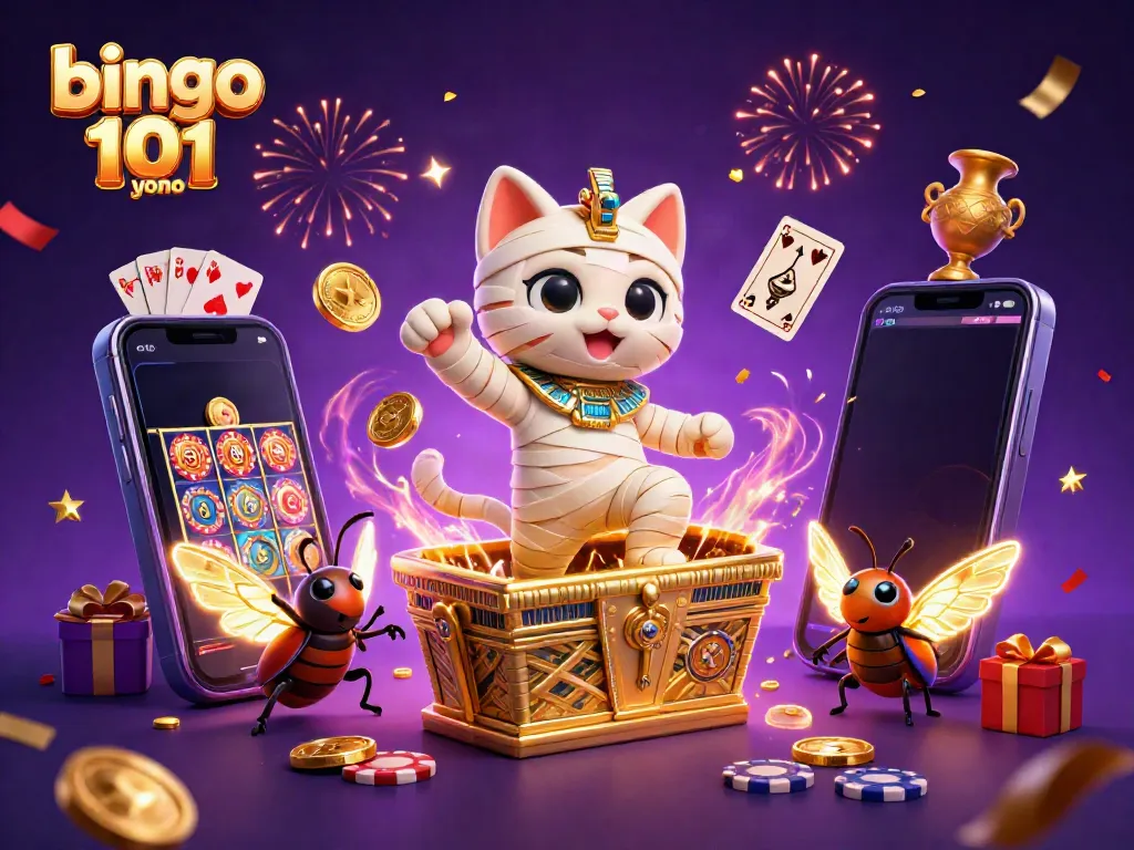 Engaging gameplay action in bingo 101 yono with vibrant character illustration and casino-themed elements