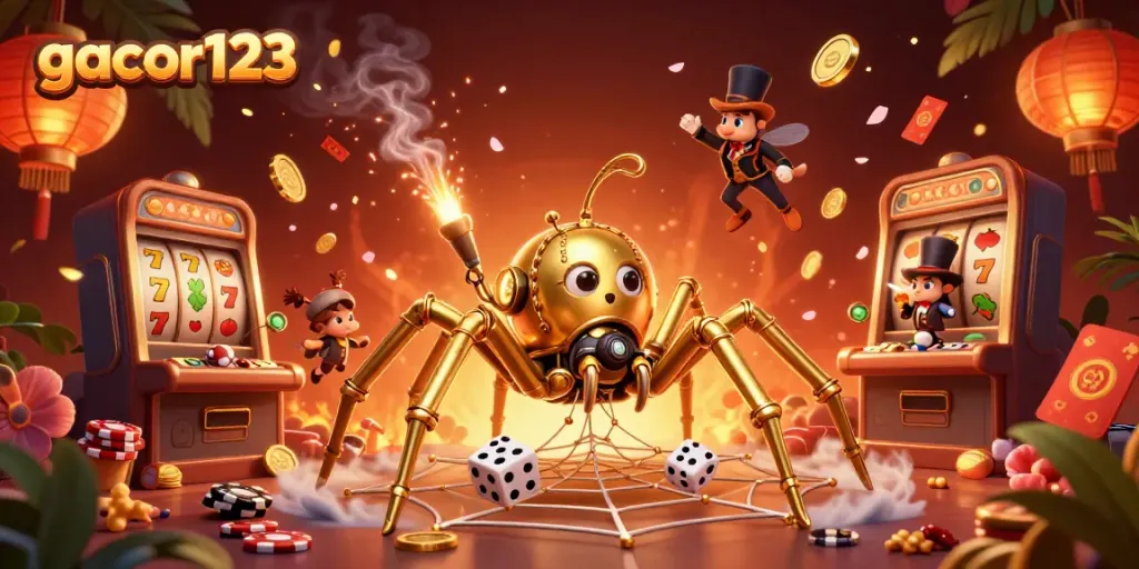 Experience gacor123's thrilling casino world with vibrant steampunk elements and dynamic gameplay visuals.