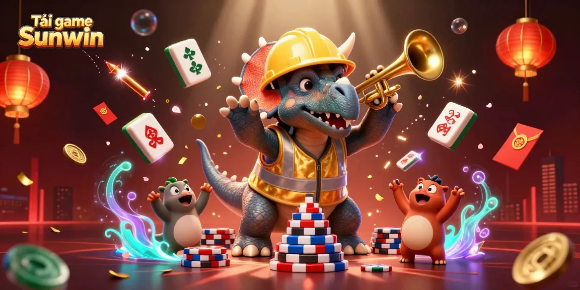 Celebrate winnings and excitement while playing Tải game Sunwin with vibrant 3D casino illustration.