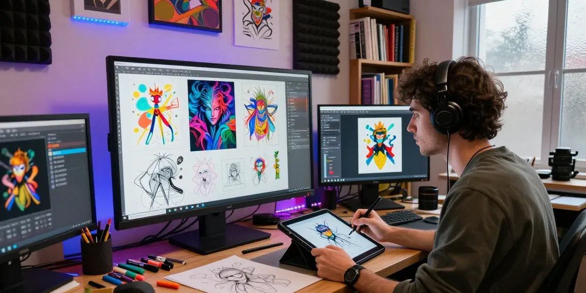 NSFW AI art generation artist at digital workspace creating innovative designs