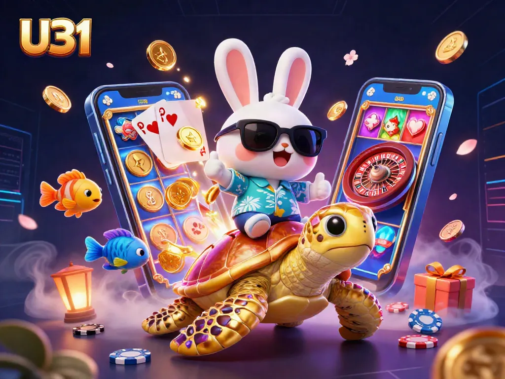 Experience thrilling gameplay with U31 at a vibrant casino scene featuring cartoon characters and dynamic elements.