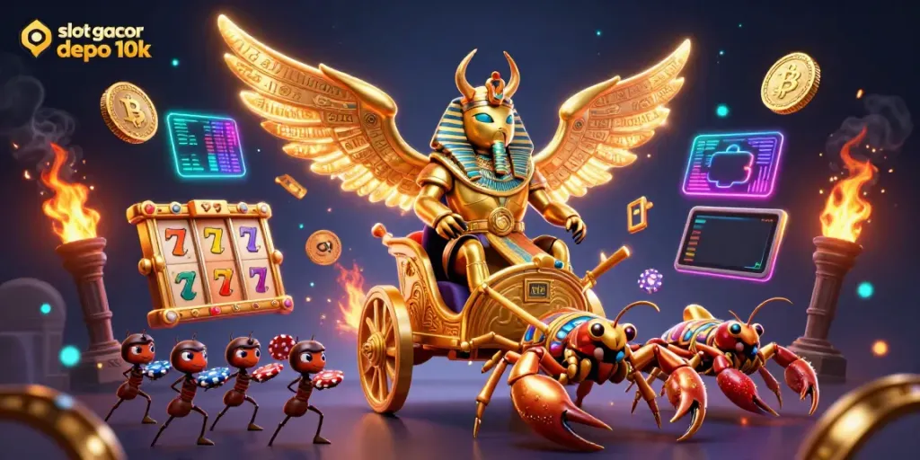 Mengguncang slot gacor depo 10k di dunia perjudian online dengan elemen slot, jackpot, dan koin crypto.