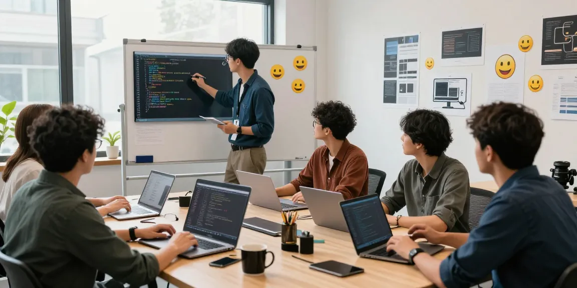 Developers collaborating on software solutions, focusing on coding slot in a vibrant tech workspace.