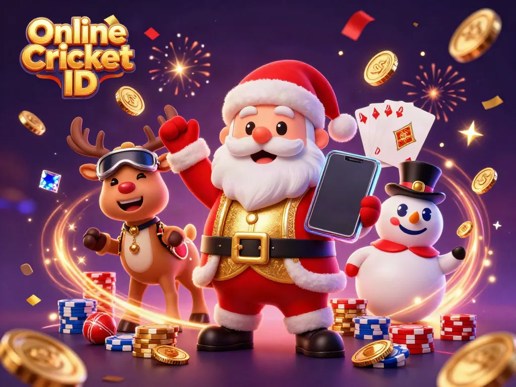 Experience the thrilling world of cricket betting with a vibrant scene depicting Online Cricket ID, showcasing iconic characters and casino elements.