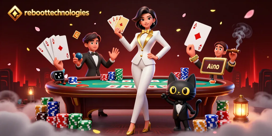 Experience reboottechnologies at an exciting poker table, showcasing vibrant gameplay elements and glamorous characters.