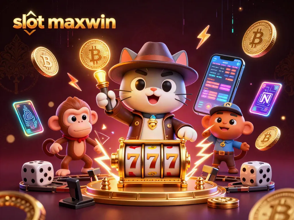 Embark on a thrilling adventure with slot maxwin as a cat discovers casino treasures amidst vibrant slot elements.