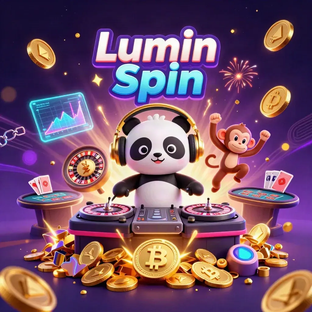 DJ panda, breakdancing monkey, and glow-stick kitten amid casino gold, coins, and neon effects.