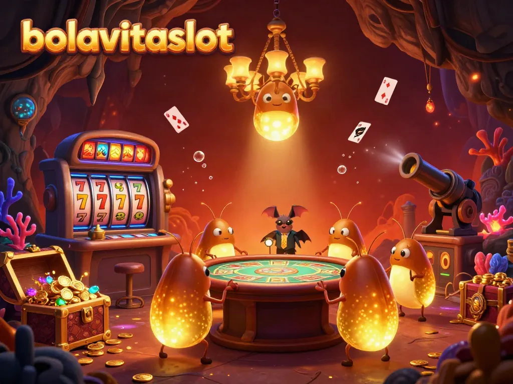Experience the excitement of bolavitaslot with glowworms illuminating the casino game scene.