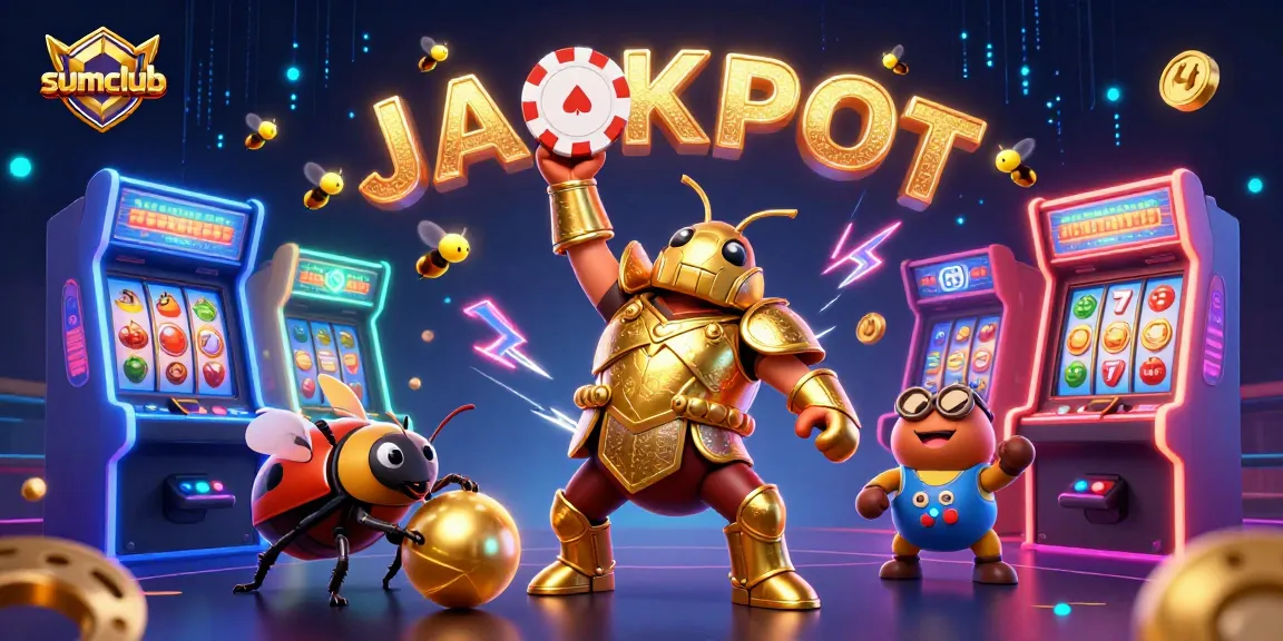 Join the thrilling excitement at Sumclub as a brave beetle celebrates a big win with a golden poker chip!