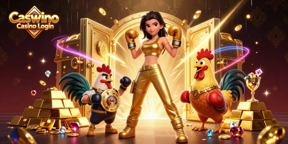 Experience the excitement of Caswino Casino Login with a dynamic 3D illustration showcasing a winning atmosphere and vibrant game elements.