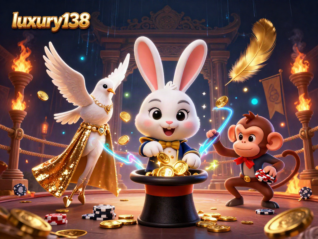 Memenangkan koin emas di kasino luxury138 dengan ilustrasi karakter ajaib yang menawan.