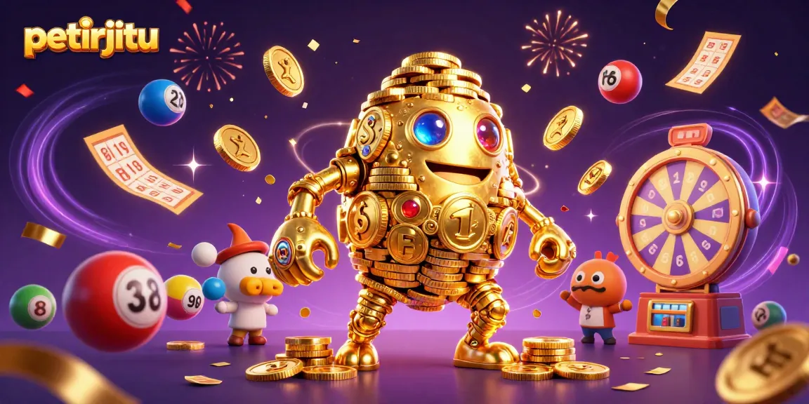 Menangkan pengalaman bermain di petirjitu dengan ilustrasi golem emas dan elemen keberuntungan.