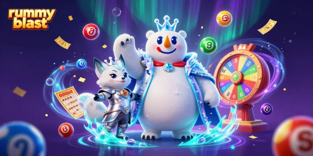 Experience the thrill of rummy blast with captivating gameplay illustrated through vibrant elements.