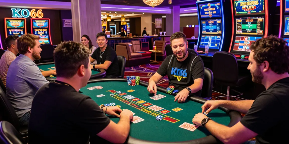 Exciting gaming environment at KO66 Casino with vibrant players and live dealers