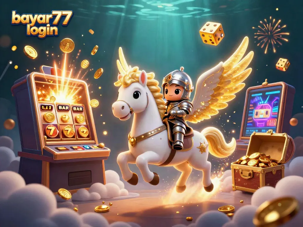 Win big with the captivating bayar77 login, where a celestial knight rides through dazzling casino rewards.