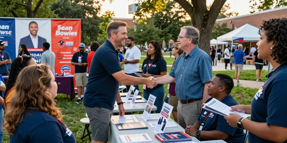 Engaging community event for Sean Bowie with supporters and campaign materials.