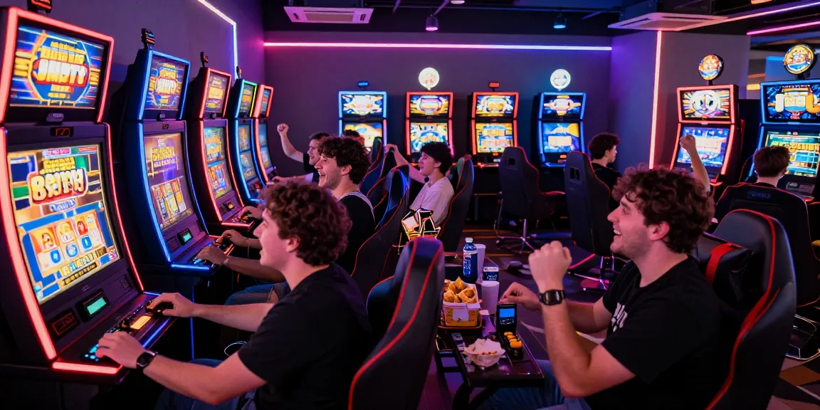 Penggemar slot bermain bersama, menikmati pengalaman seru dalam suasana lounge yang modern.