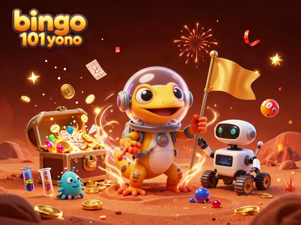 Gelo Martian dan rover robot sedang merayakan bingo 101 yono di kasino marah merah