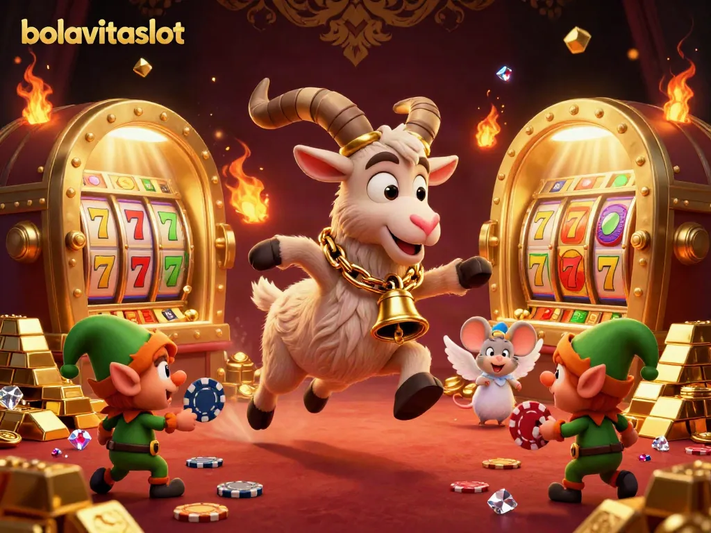 Experience the vibrant excitement of bolavitaslot with a playful 3D illustration showcasing a festive casino scene and thrilling game elements.