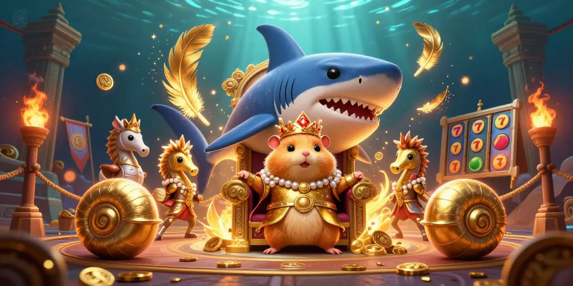 Experience exciting gameplay with SLOT QRIS in an illustrated underwater casino world filled with vibrant characters and gold elements.