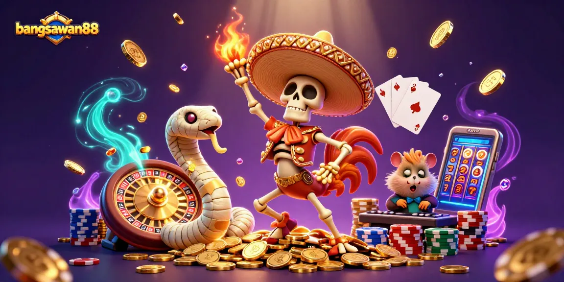 Engage with bangsawan88 at a vibrant 3D casino scene featuring lively characters and dynamic gambling elements.