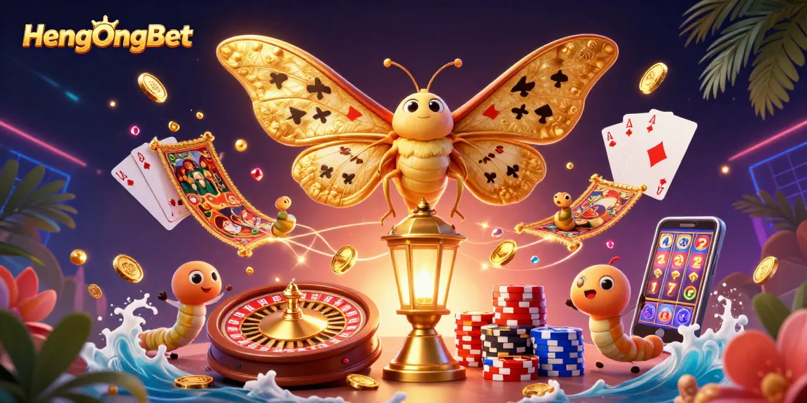 Experience the thrill of HengOngBet with vibrant 3D casino elements in a captivating scene.
