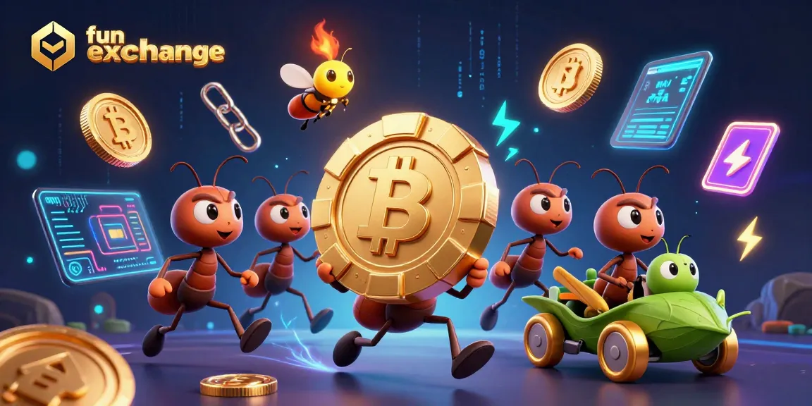 Experience exciting gameplay with Fun Exchange, featuring a heist scene with animated characters and vibrant gaming elements.