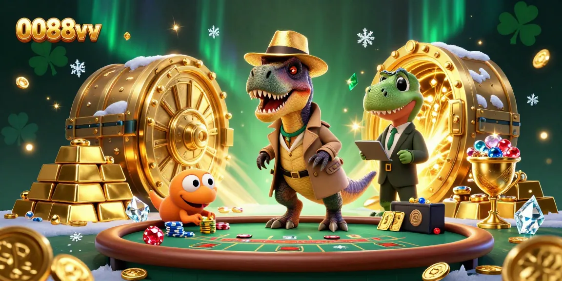 0088vv captures thrilling moments at a blackjack table with a velociraptor card counter in a lively casino scene.