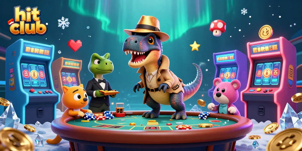 Join the hit club as a velociraptor card counter attempts to win at blackjack amid colorful casino games.