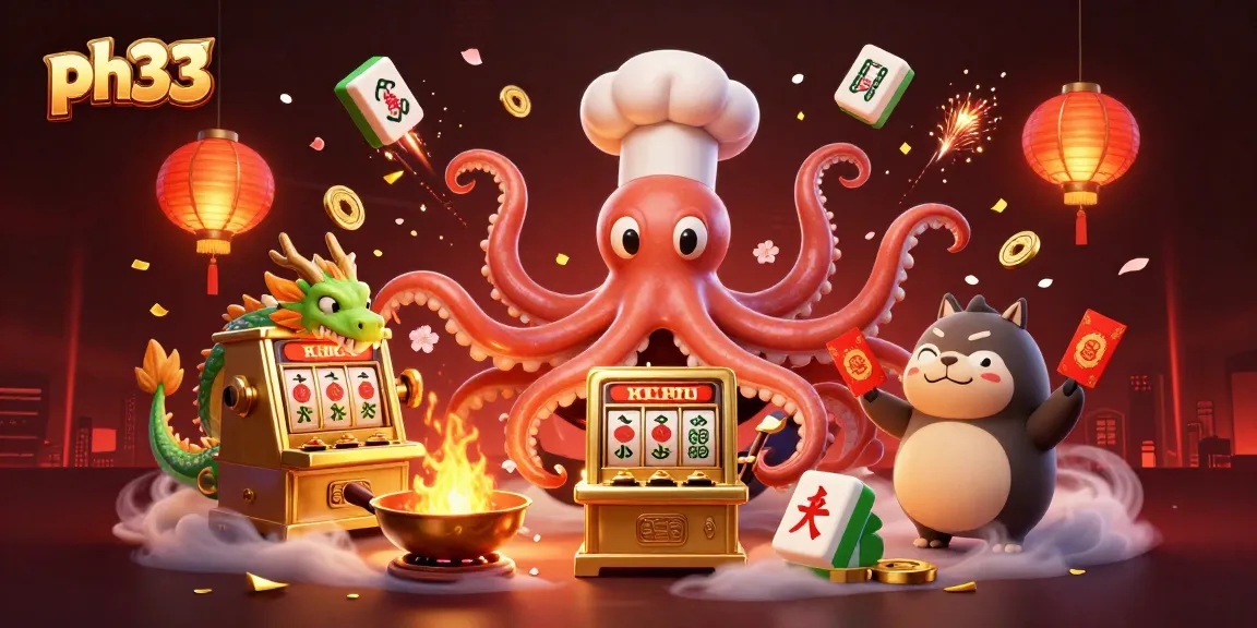 Experience exciting gameplay at ph33 with vibrant slot machines, winning envelopes, and engaging characters.