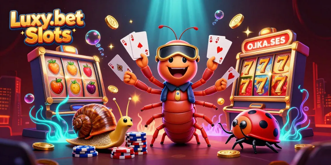 Engage with Luxy.bet Slots in a vibrant 3D casino scene showcasing enchanting slot reels and lively characters.