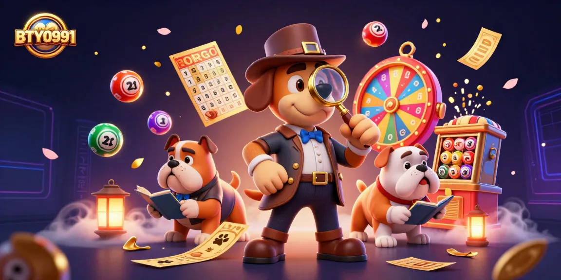 Engage with BTY0991 in this vibrant 3D illustration featuring a detective and lottery elements.